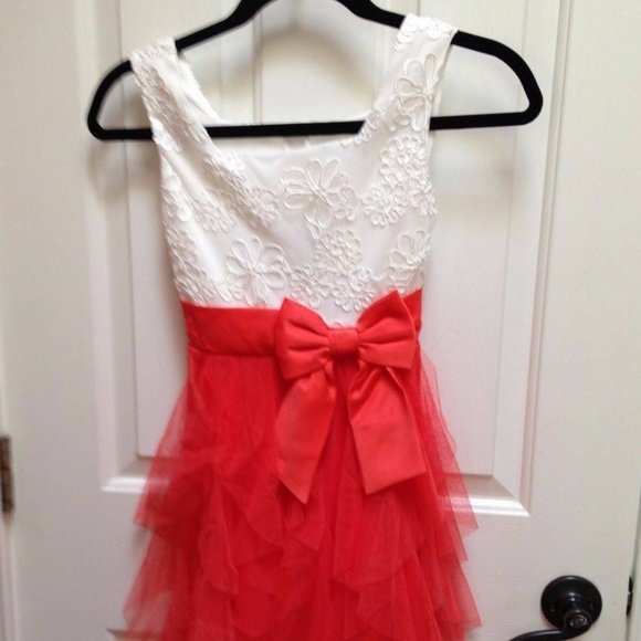 Rare Editions Orange and White Girl Dress NWT Size 12 - Picture 1 of 8
